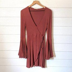 Altar'd State Faux Wrap Ribbed Dress M